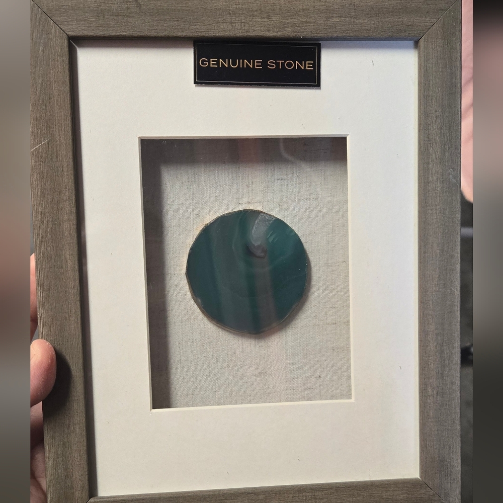 Genuine Stone Teal Agate Framed Accent